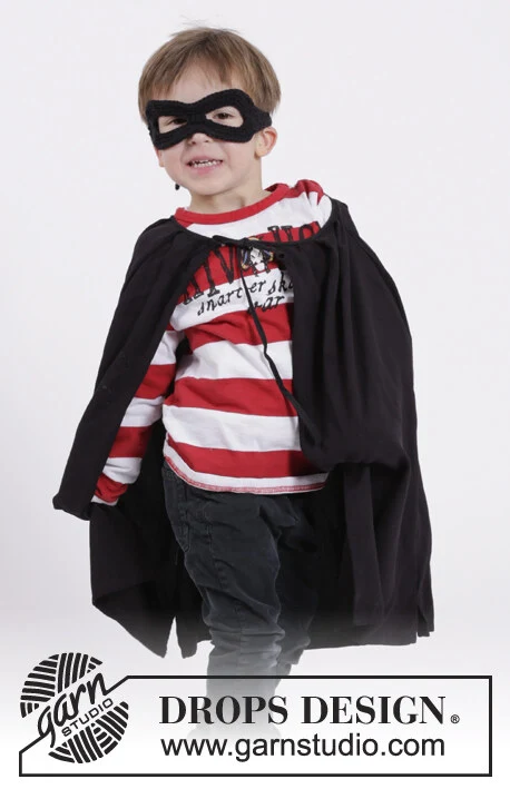 Extra 0-1075 Little Zorro by DROPS Design — Antifaz de ganchillo, talla única. — 2
