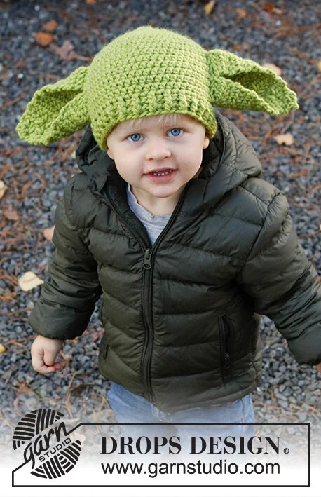Children 37-23 Green Ears by DROPS Design — Gorro para 1/2, 3/4, 5/6 y 7/8 años; cabeza: 44/48, 50/52, 52/53 y 53/54 cm. — 1