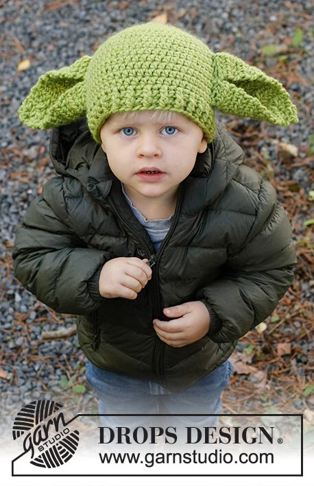 Children 37-23 Green Ears by DROPS Design — Gorro para 1/2, 3/4, 5/6 y 7/8 años; cabeza: 44/48, 50/52, 52/53 y 53/54 cm. — 2