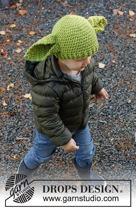 Children 37-23 Green Ears by DROPS Design — Gorro para 1/2, 3/4, 5/6 y 7/8 años; cabeza: 44/48, 50/52, 52/53 y 53/54 cm. — 5