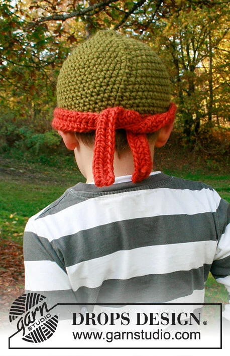 Children 37-24 Pizza Ninja by DROPS Design — Gorro para 1/2, 3/4, 5/6 y 7/8 años; cabeza: 44/48, 50/52, 52/53 y 53/54 cm. — 2