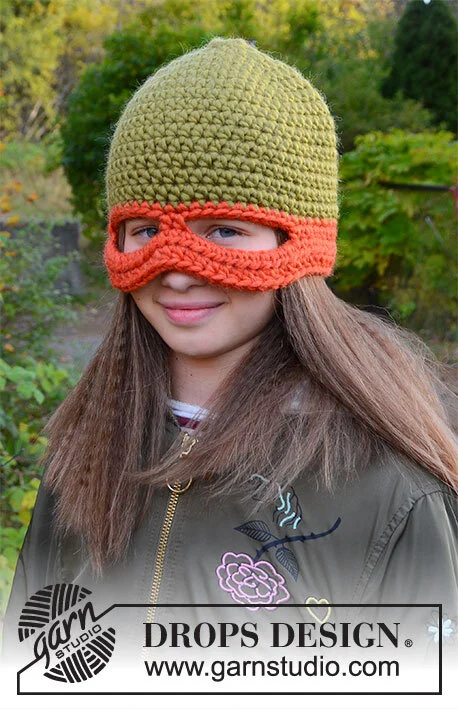Children 37-24 Pizza Ninja by DROPS Design — Gorro para 1/2, 3/4, 5/6 y 7/8 años; cabeza: 44/48, 50/52, 52/53 y 53/54 cm. — 4