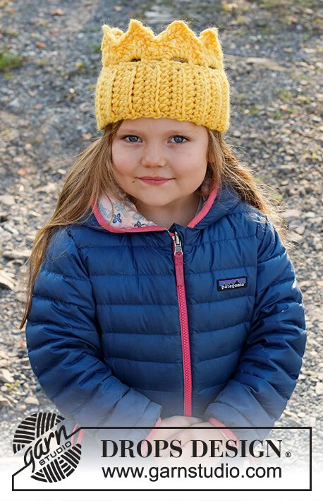 Children 37-26 Queen Sofie by DROPS Design — Corona para 2, 3/4, 5/6 y 7/8 años; cabeza: 48/50, 50/52, 52/53 y 53/54 cm. — 4