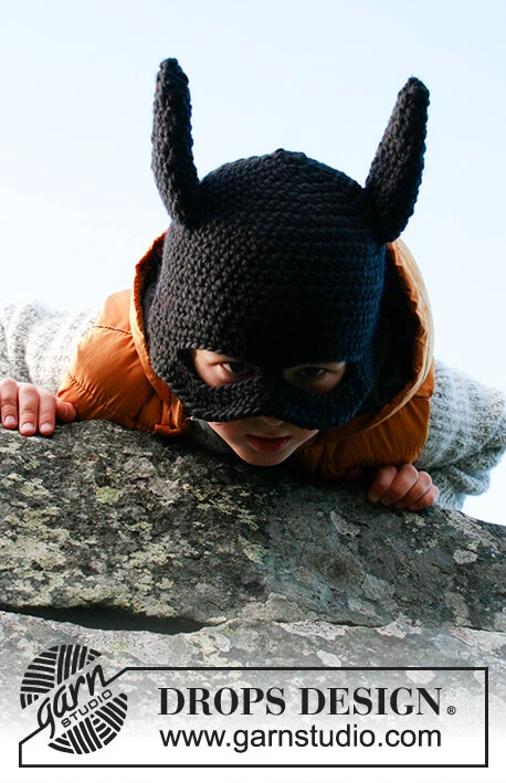 Children 37-25 Bat Hat by DROPS Design — Gorro para 1/2, 3/4, 5/6 y 7/8 años; cabeza: 44/48, 50/52, 52/53 y 53/54 cm. — 3