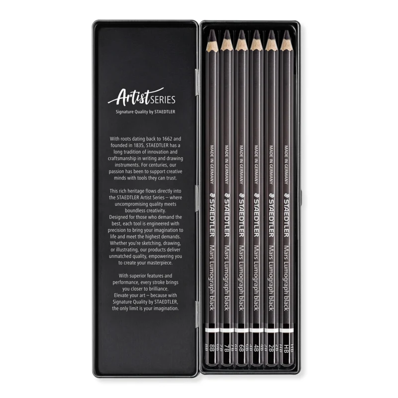 STAEDTLER Mars Lumograph Lapices Artisticos, 6 piezas – Imagen principal abierto
