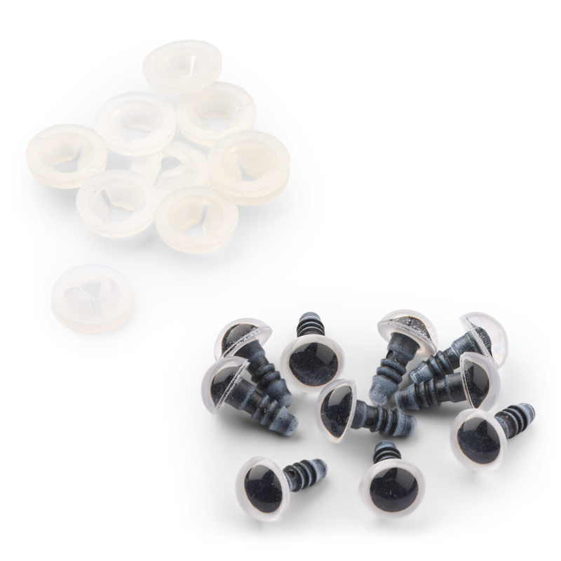 HobbyArts Ojos de Oso con Cierre, Blancos, 5 Pares 10 mm