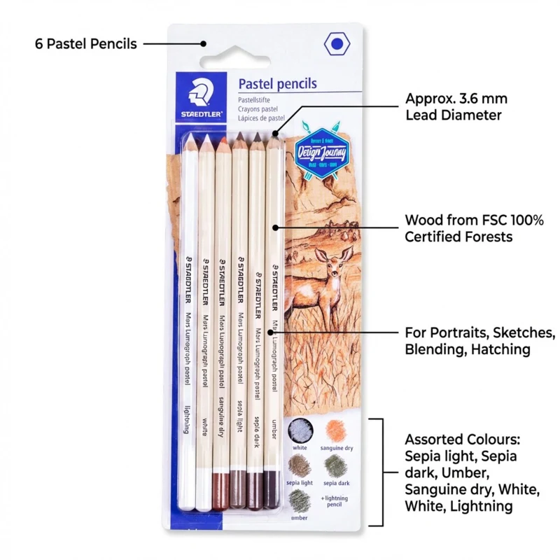 STAEDTLER Mars Lumograph Lápices pastel, 6 unidades – P-SBK6