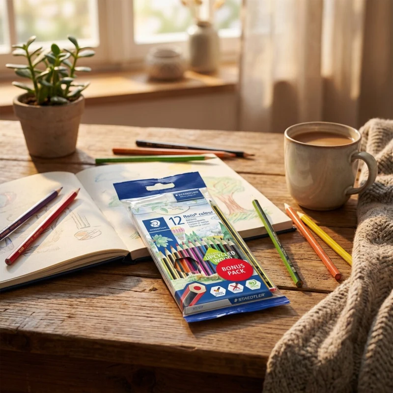 STAEDTLER Noris Club Lápices de Colores + Lápiz y Goma de Borrar, 12 + 2 piezas – Imagen principal