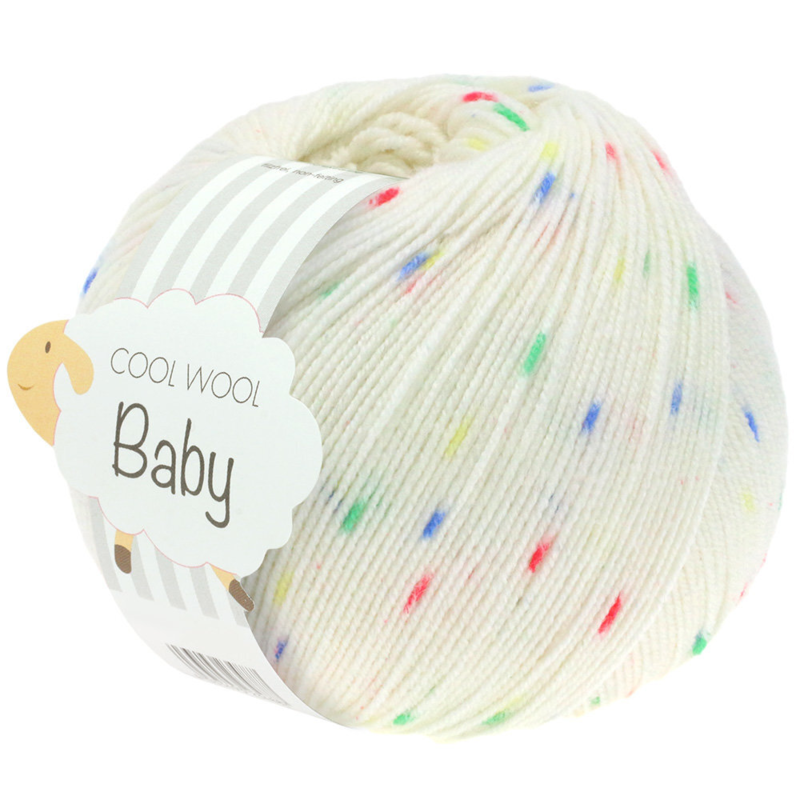 Lana Grossa Cool Wool Baby 351 Blanco/Azul/Verde/Amarillo