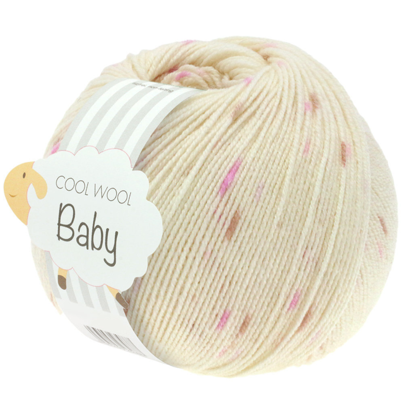 Lana Grossa Cool Wool Baby 353 Blanco roto/Lila/Rosa/Baya