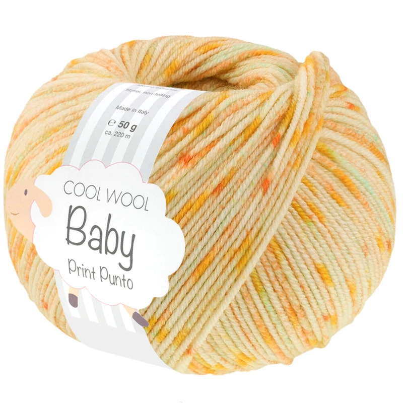 Lana Grossa Cool Wool Baby 374 Amarillo cítrico/Amarillo/Turquesa/Verde mayo