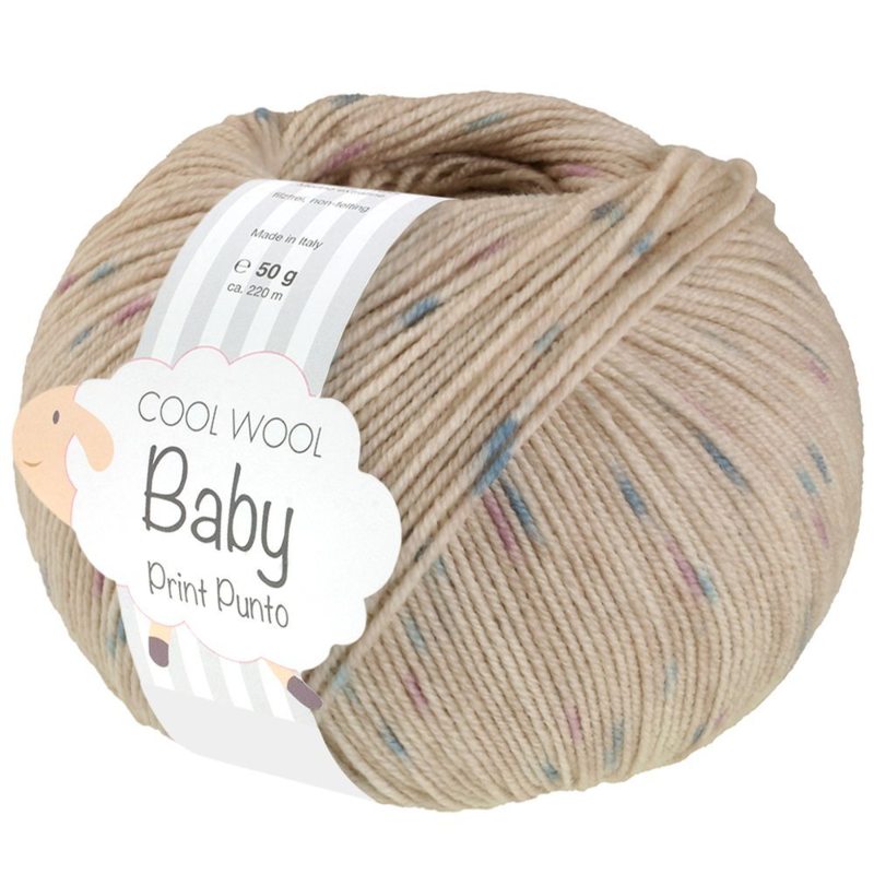 Lana Grossa Cool Wool Baby 371 Beige claro/Turquesa/Lila