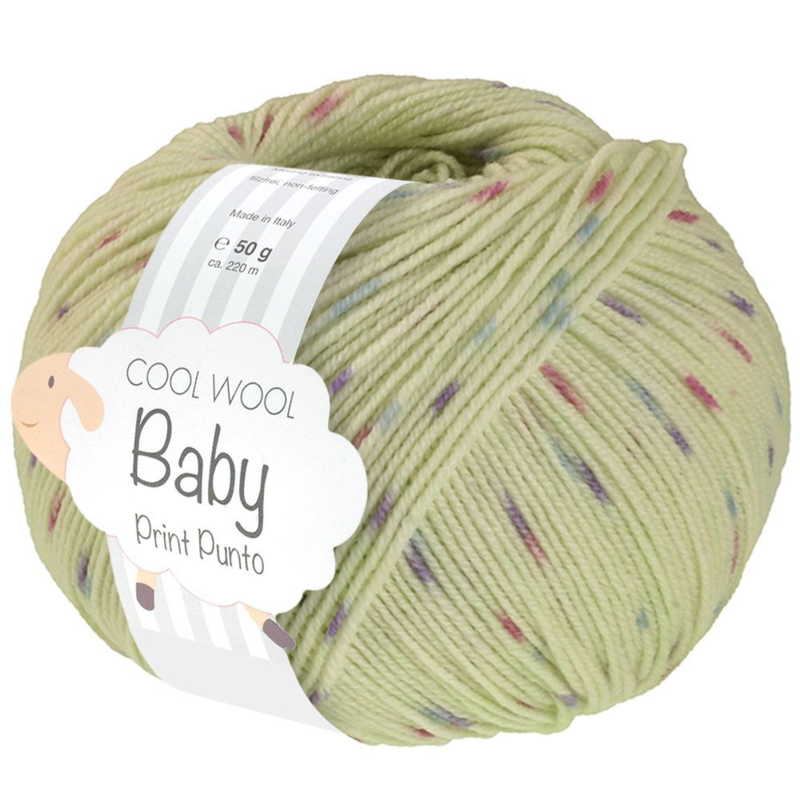 Lana Grossa Cool Wool Baby 372 Verde blanco/Azul claro/Orquídea/Violeta