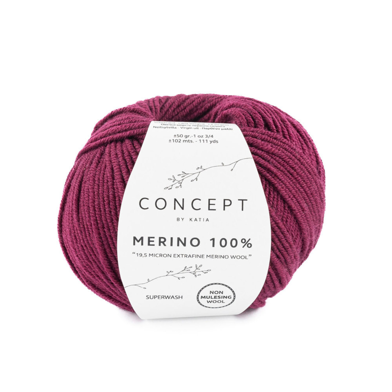 Katia Merino 100% 025 Rojo burdeos