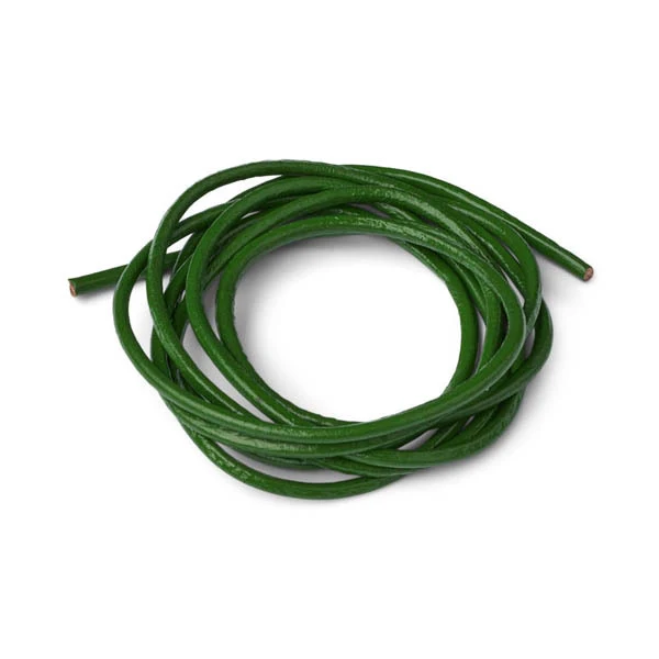 Cordón de cuero redondo HobbyArts, verde oliva