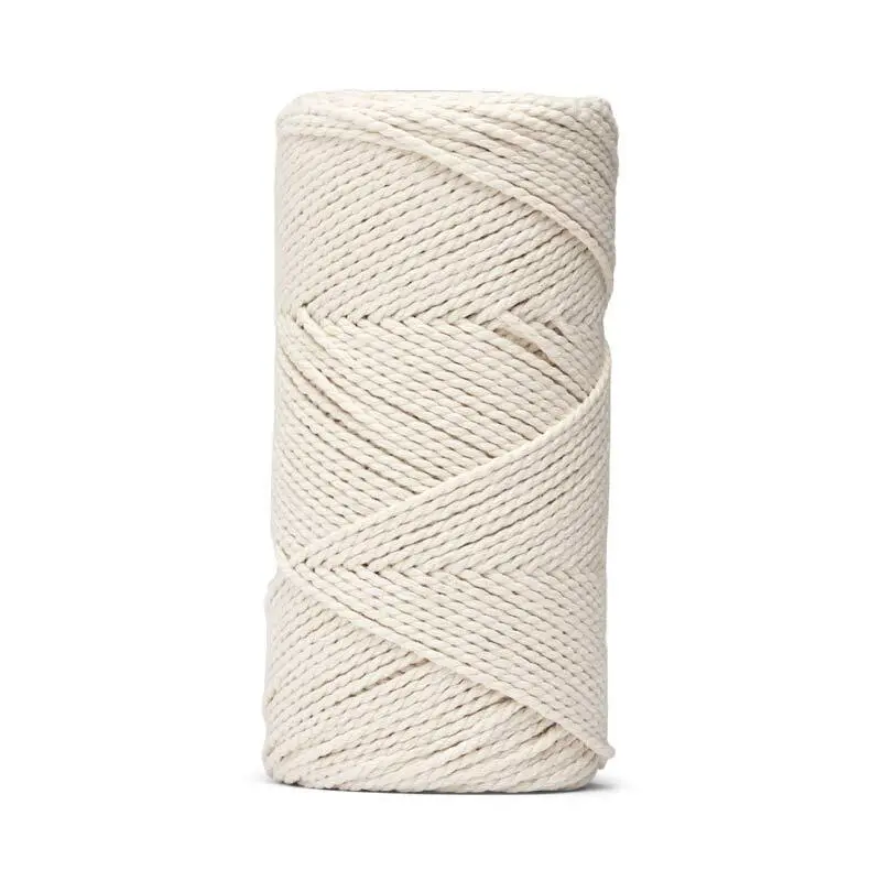 LindeHobby Macrame Lux, Cordel de algodón, 2 mm Blanco natural