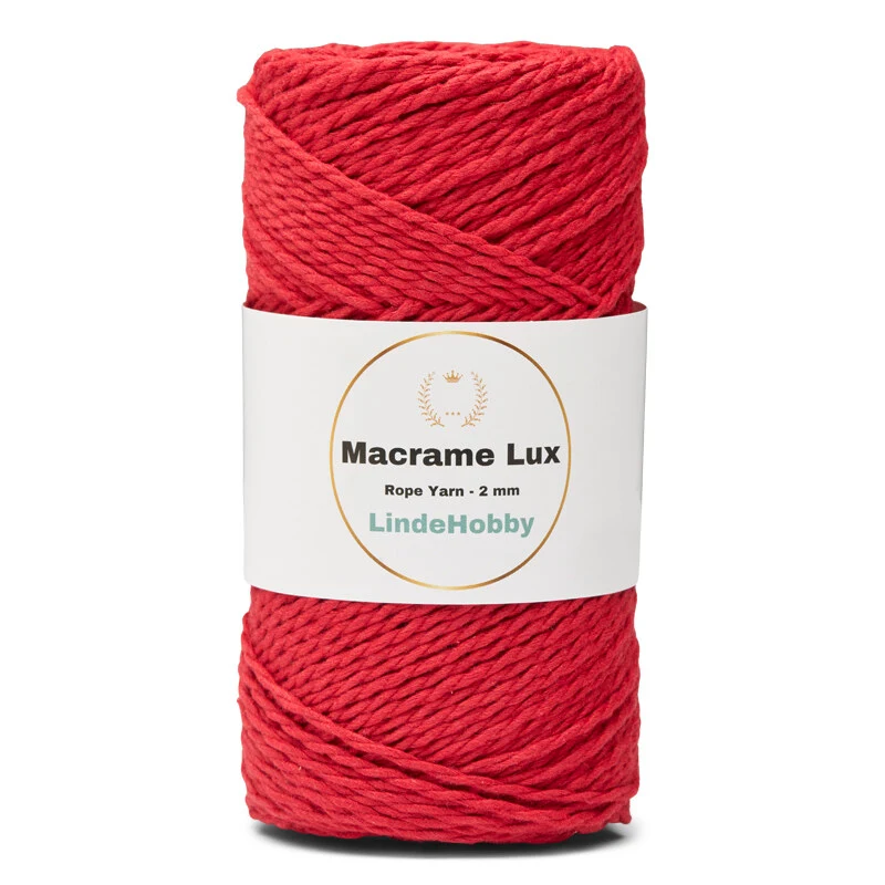 LindeHobby Macrame Lux, Rope Yarn, 2 mm 10 Rojo