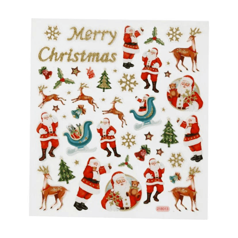 Pegatinas, Navidad, 15 x 16.5 cm, 1 hoja Papá Noel y reno