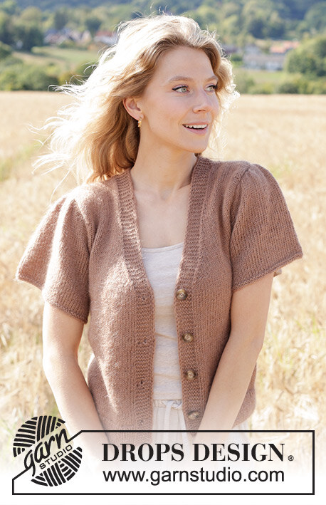 248-19 Brown Butterflies Cardigan by DROPS Design