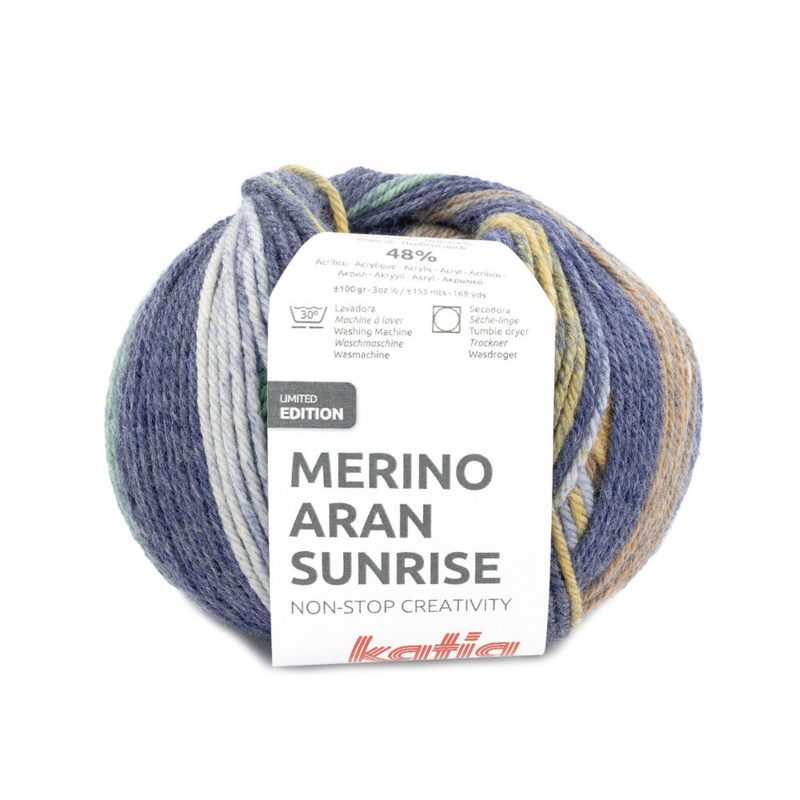 Katia Merino Aran Sunrise 307 Azul-Verde-Amarillo Ocre