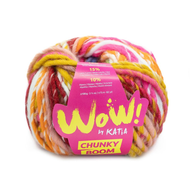 Katia Wow Chunky Boom 306 Fucsia-Naranja-Verde-Amarillo-Azul