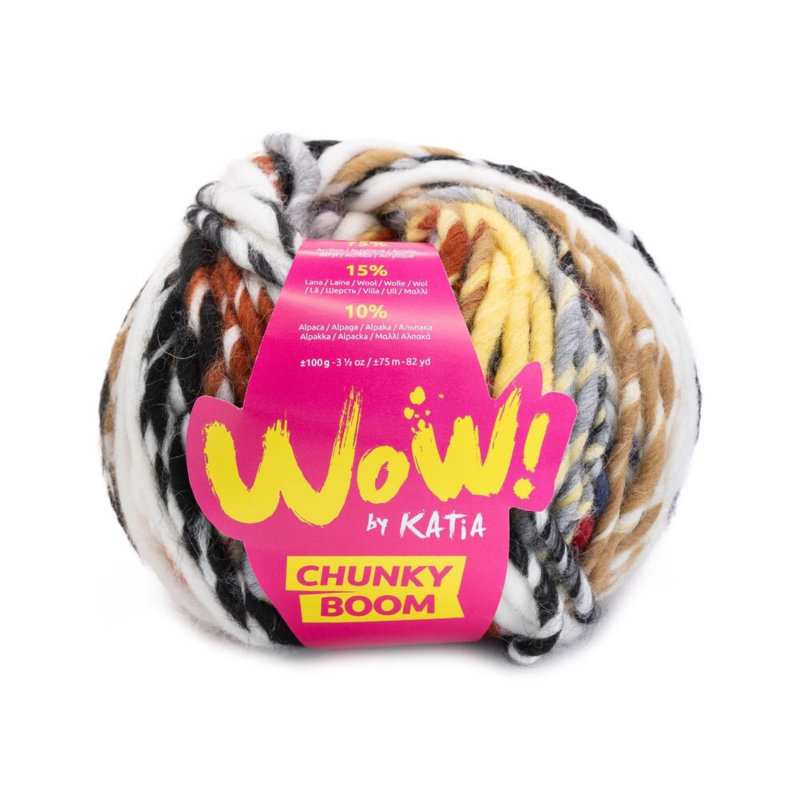 Katia Wow Chunky Boom 303 Marrón-Rojo-Negro