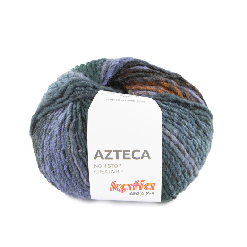 Katia Azteca 85 Azul verdoso-caqui-naranja