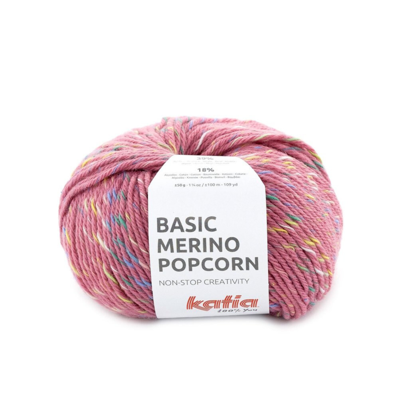 Katia Basic Merino Popcorn 200 Rosa-multicolor