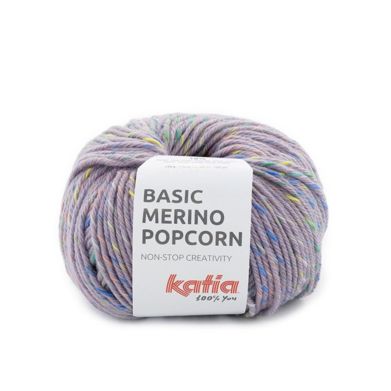 Katia Basic Merino Popcorn 201 Lavanda-multicolor