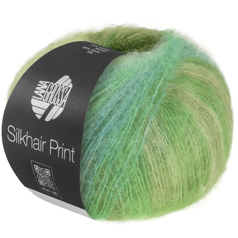 Lana Grossa Silkhair Print 439 Amarillo-/blanco-/verde oliva/turquesa