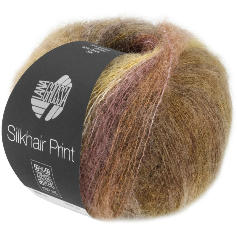 Lana Grossa Silkhair Print 427 Nougat/Amarillo/Oliva/Gris Oliva