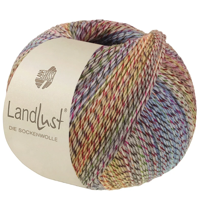 Lana Grossa Landlust Die Sockenwolle 220 Verde/Rojo oscuro/Azul/Amarillo/Azul claro/Ciruela/Naranja