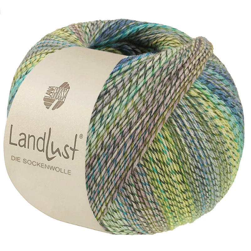 Lana Grossa Landlust Die Sockenwolle 221 Lima/Oliva claro/Oliva oscuro/Gris claro/Azul claro/Turquesa/Jade/Azul