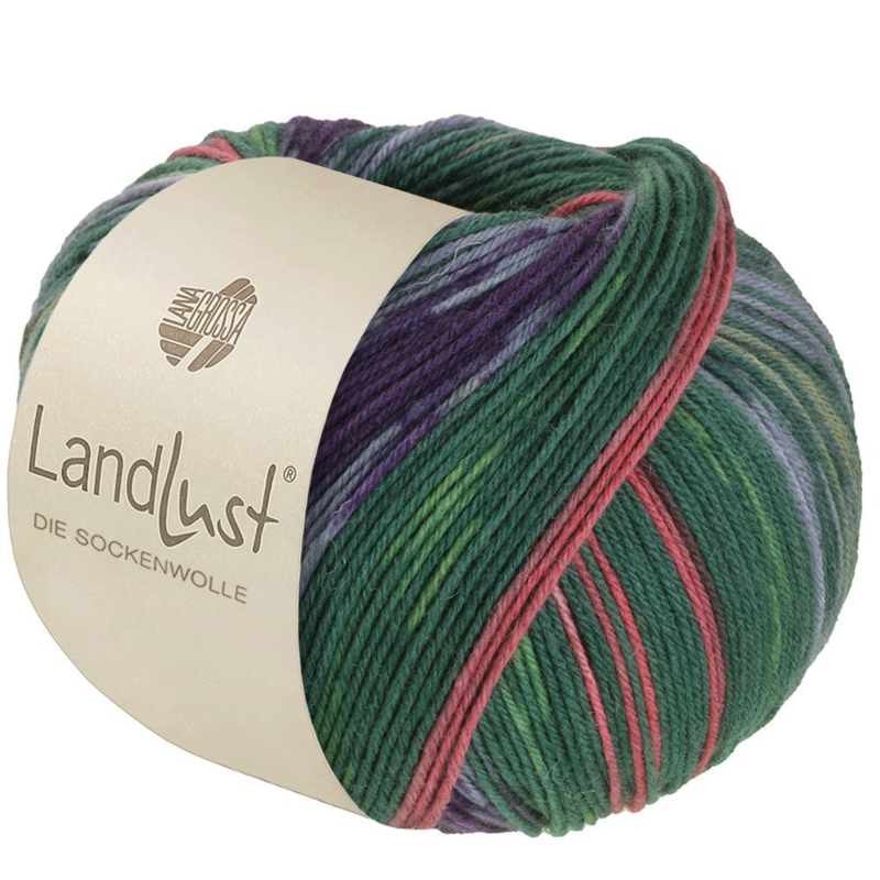 Lana Grossa Landlust Die Sockenwolle 613 Gris/Verde oscuro/Verde claro/Clavel/Violeta azul/Violeta oscuro