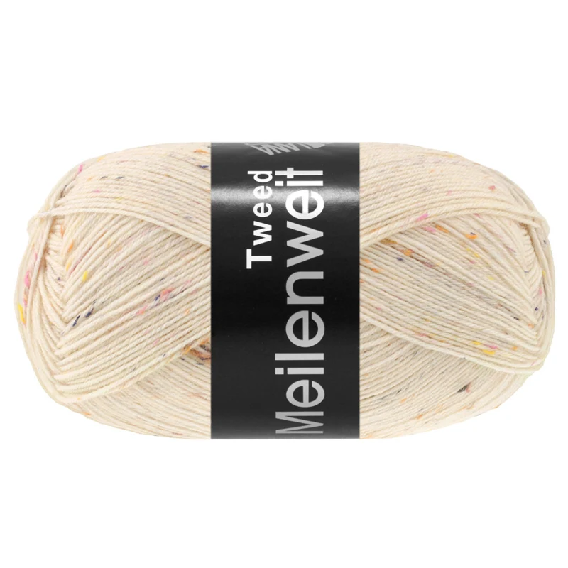 Lana Grossa Meilenweit 100 Tweed 185 Crema jaspeado