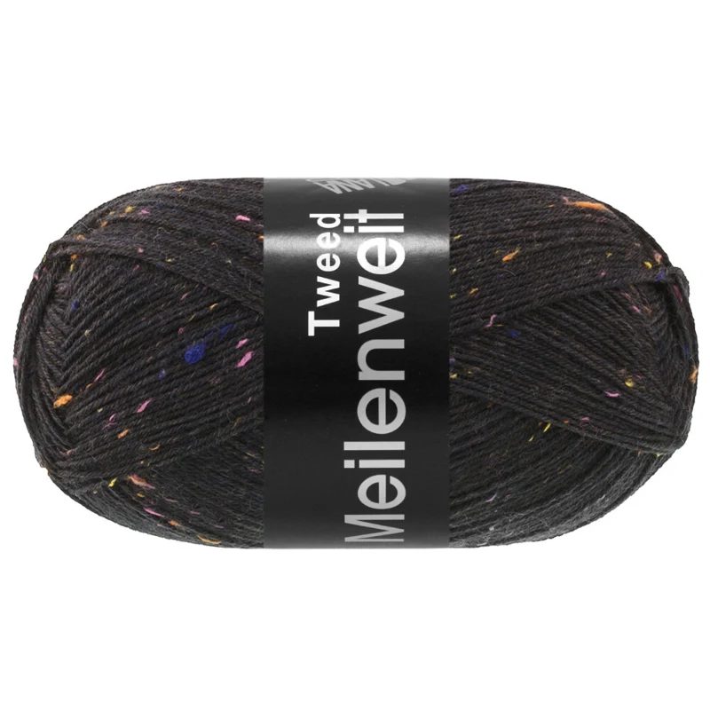 Lana Grossa Meilenweit 100 Tweed 186 Negro carbón