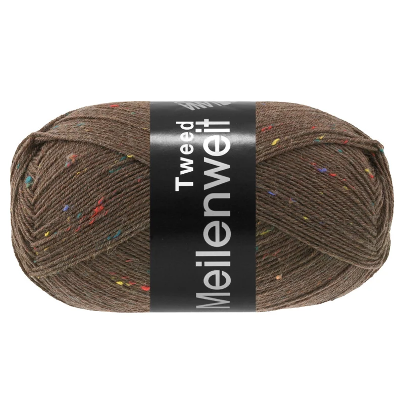 Lana Grossa Meilenweit 100 Tweed 184 Marrón oscuro