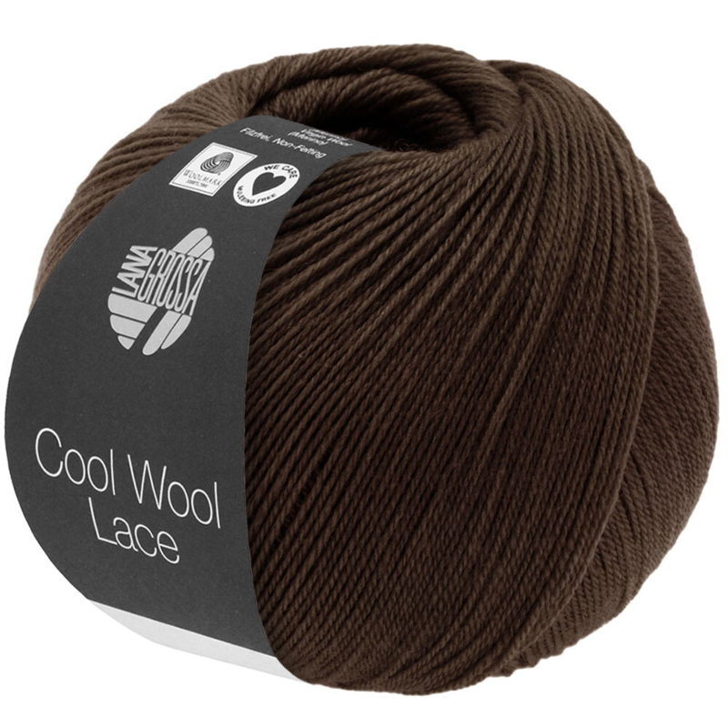 Lana Grossa Cool Wool Lace 57 Marrón Negro