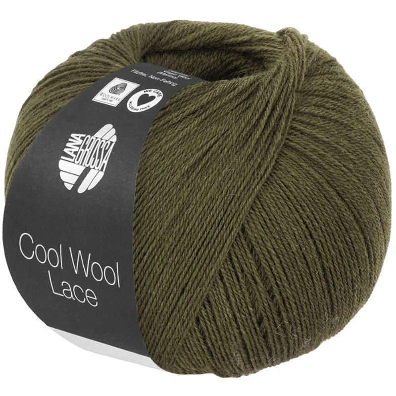 Lana Grossa Cool Wool Lace 70 Verde marrón