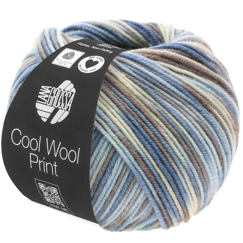 Lana Grossa Cool Wool Print 763 Azul claro/Grège/Marrón grisáceo/Azul grisáceo