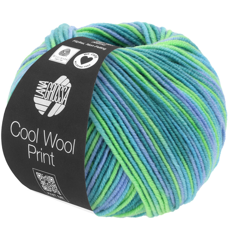 Lana Grossa Cool Wool Print 757 Turquesa/Petróleo/Azul cielo/Verde claro