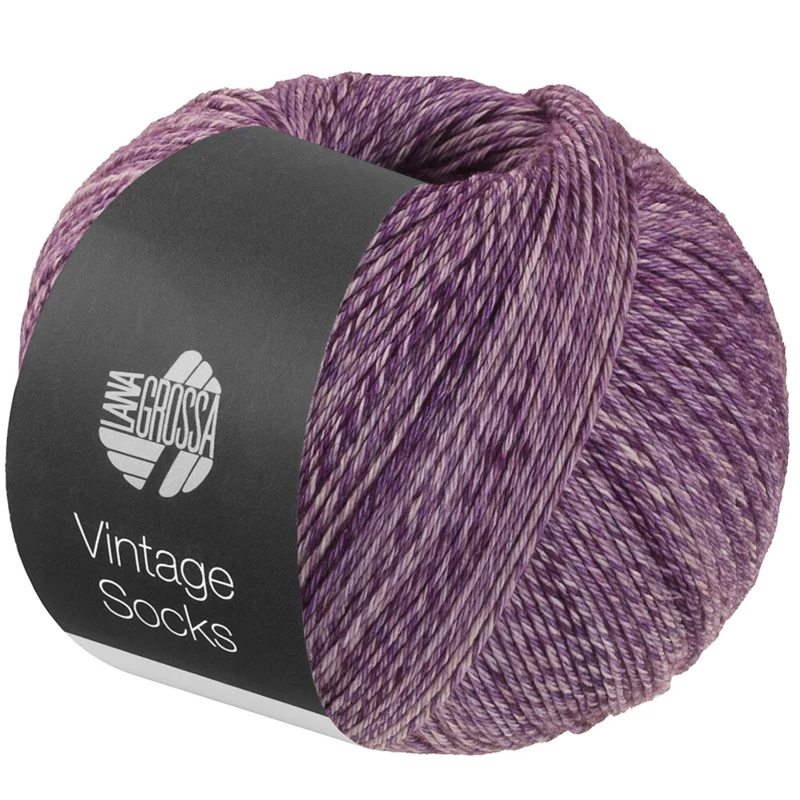Lana Grossa Vintage Socks 1021 Violeta oscuro/ciruela jaspeado