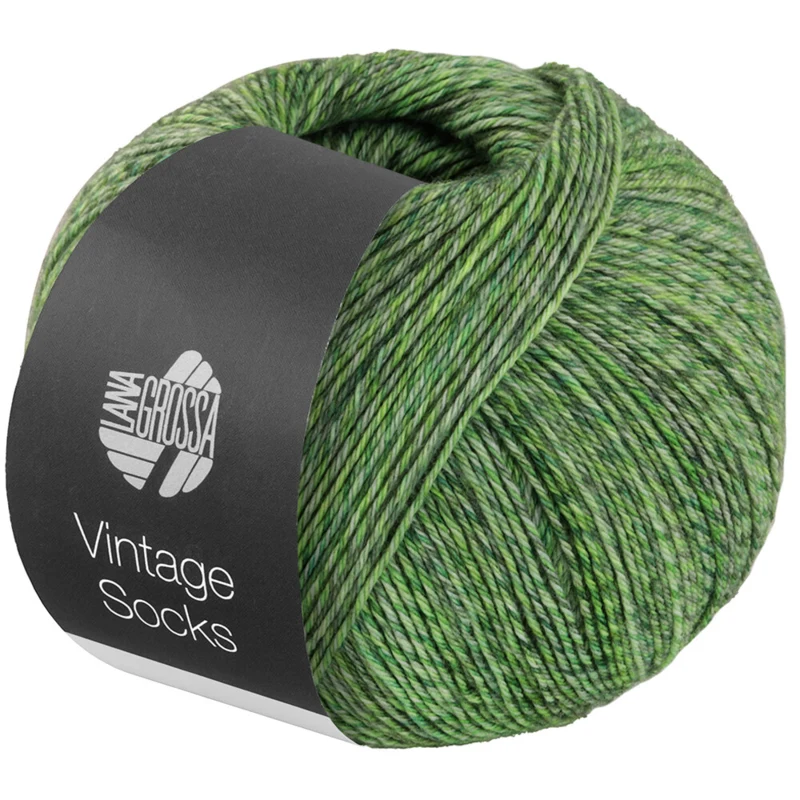 Lana Grossa Vintage Socks 1016 Verde claro/musgo/verde grisáceo jaspeado