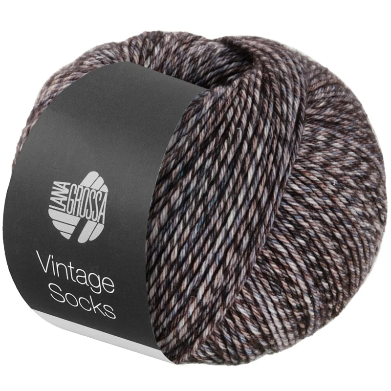 Lana Grossa Vintage Socks 1010 Beige gris/gris oscuro/marrón gris jaspeado