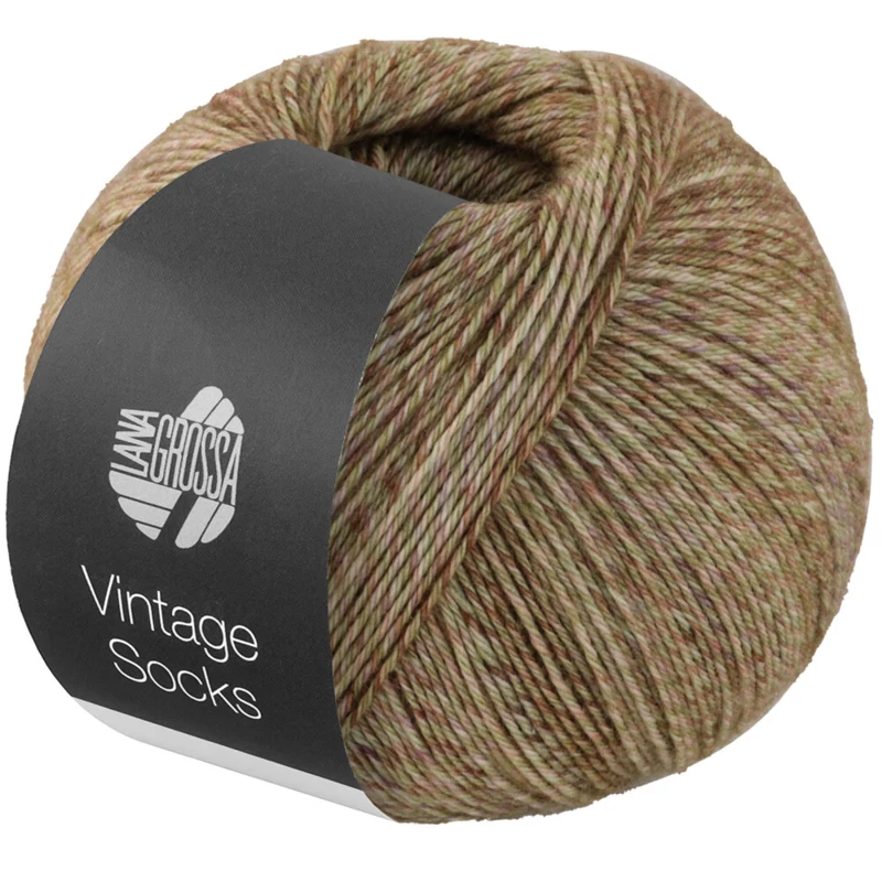 Lana Grossa Vintage Socks 1013 Caqui/beige claro/verde suave/marrón jaspeado