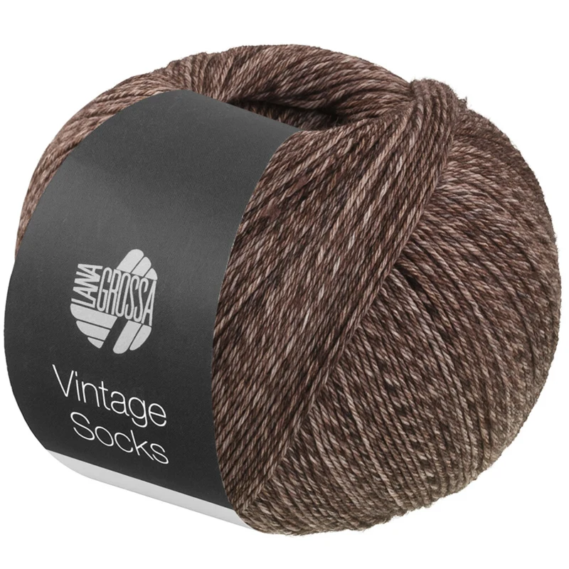 Lana Grossa Vintage Socks 1024 Gris marrón/moca jaspeado