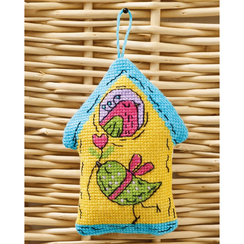 Casa para pájaros amarilla 7x9cm