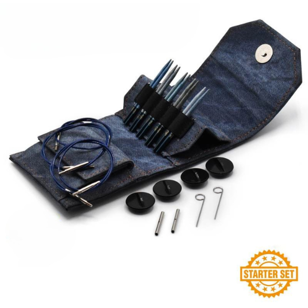 LYKKE Juego de Agujas Intercambiables Circulares, Indigo, Starter Set, Azul, 9 cm