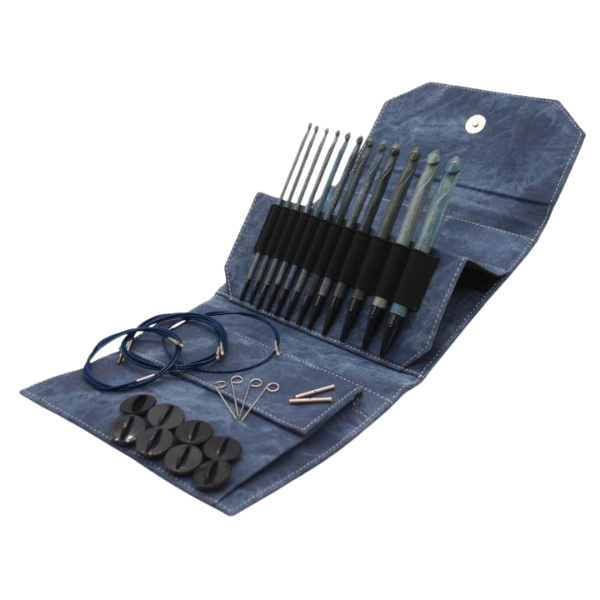 LYKKE Set de Ganchillos Tunecinos Intercambiables Indigo, Azul, 15 cm