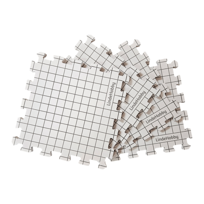 LindeHobby Alfombrillas de Blocking en Bolsa de Fieltro con 100 Alfileres en T, Blanco